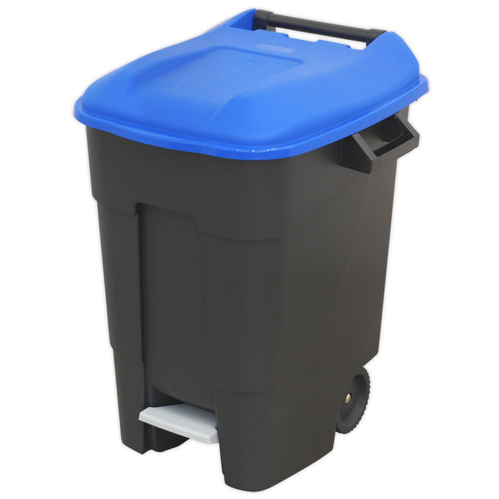 Sealey Refuse/Wheelie Bin with Foot Pedal 100L Blue BM100PB Sealey - Dynamic Drive