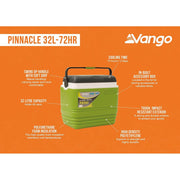 Vango Pinnacle 32L 72HR Green Picnic Camping Food Drink Cool Box Cooler Vango - Dynamic Drive