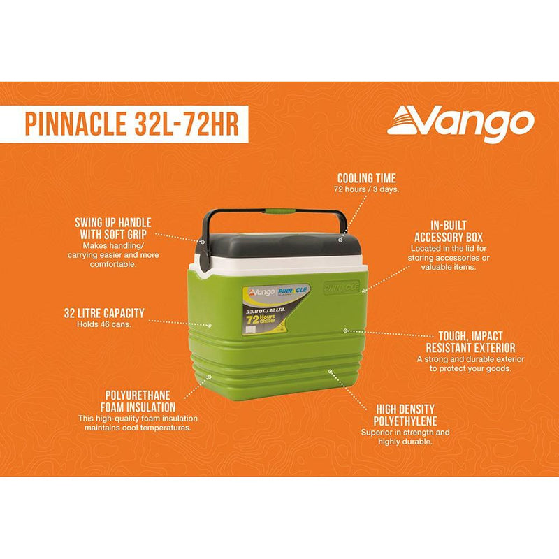 Vango Pinnacle 32L 72HR Green Picnic Camping Food Drink Cool Box Cooler Vango - Dynamic Drive