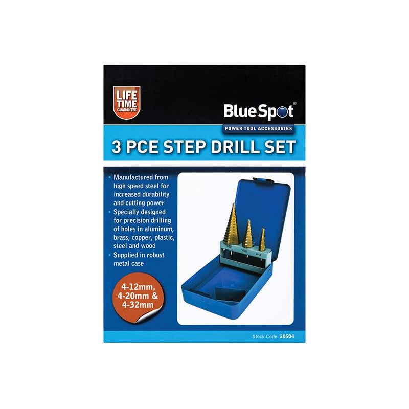 Bluespot Tools Step Drill Set 4-32mm 3 Piece BlueSpot Tools - Dynamic Drive
