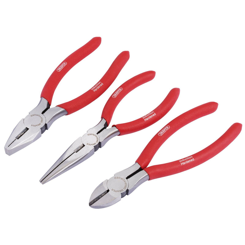 Draper Pliers Set with PVC Dipped Handles, 160mm (3 Piece) 67924 Draper - Dynamic Drive