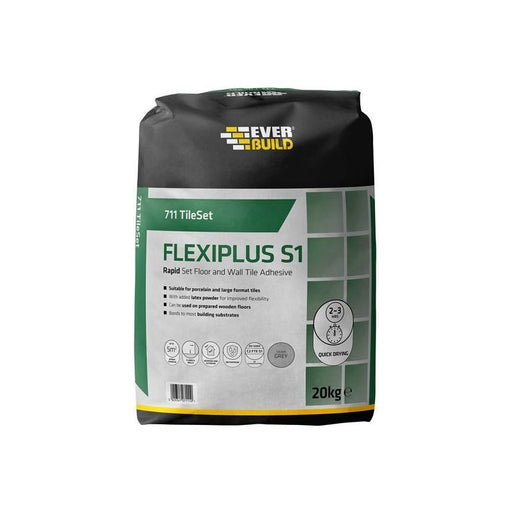 Everbuild Sika 711 TileSet Flexiplus Tile Adhesive Grey 20kg Everbuild Sika - Dynamic Drive