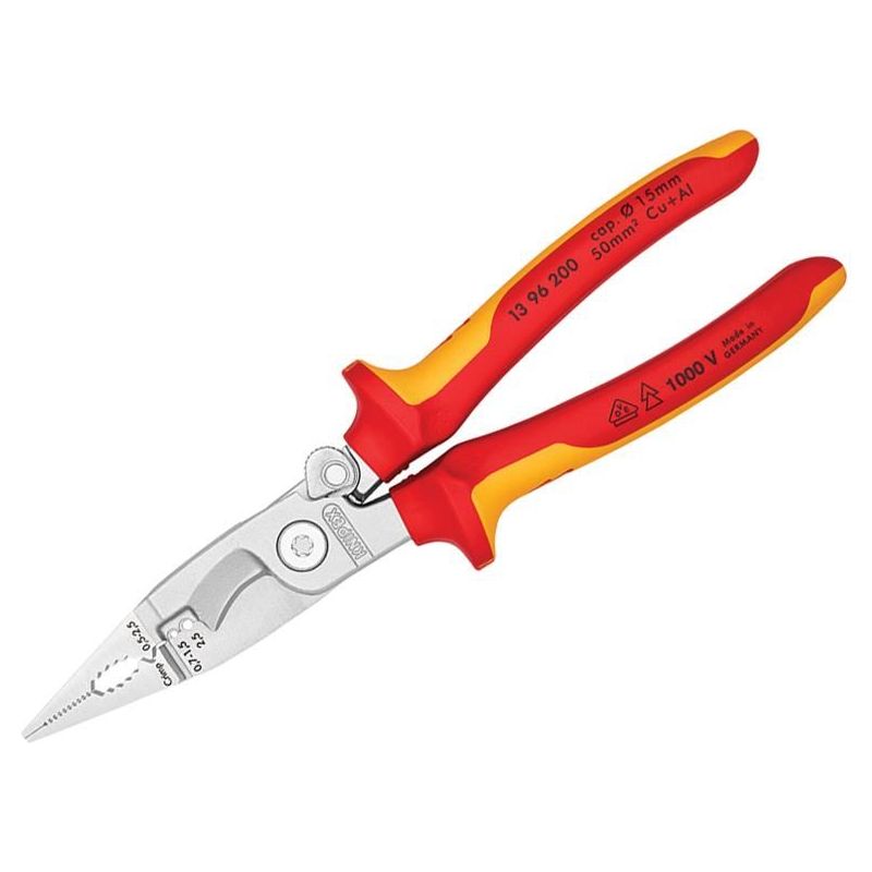 Knipex VDE Multifunctional Installation Pliers with Opening Spring 200mm Knipex - Dynamic Drive