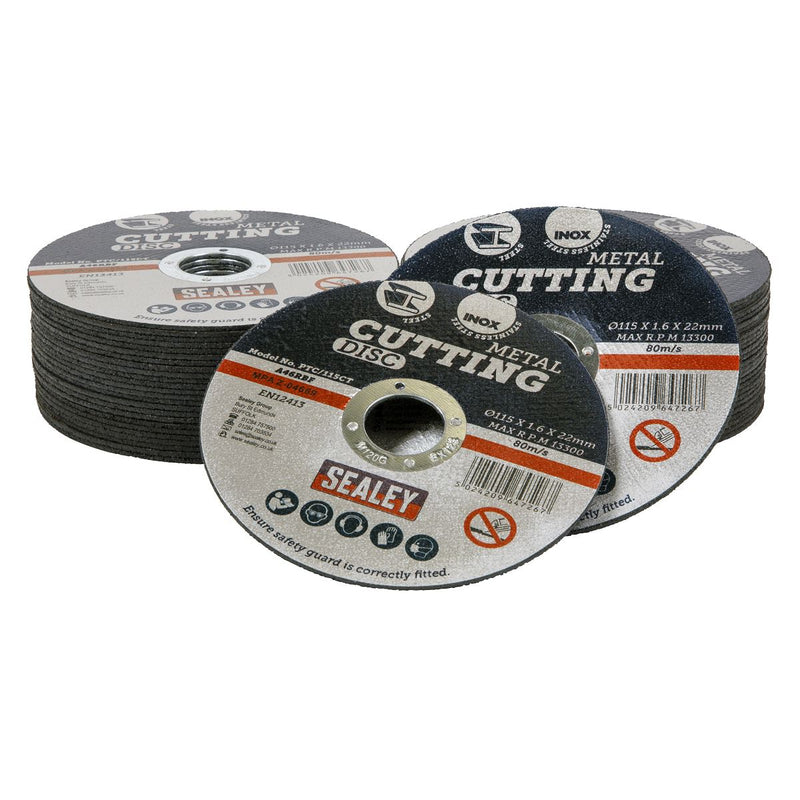 Sealey Cutting Disc Pack of 50115 x 1.6mm22mm Bore PTC/115CT50 Sealey - Dynamic Drive