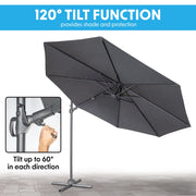 Dellonda Cantilever Parasol with 360 Rotation, Tilt & Cover 3m - Grey Dellonda - Dynamic Drive