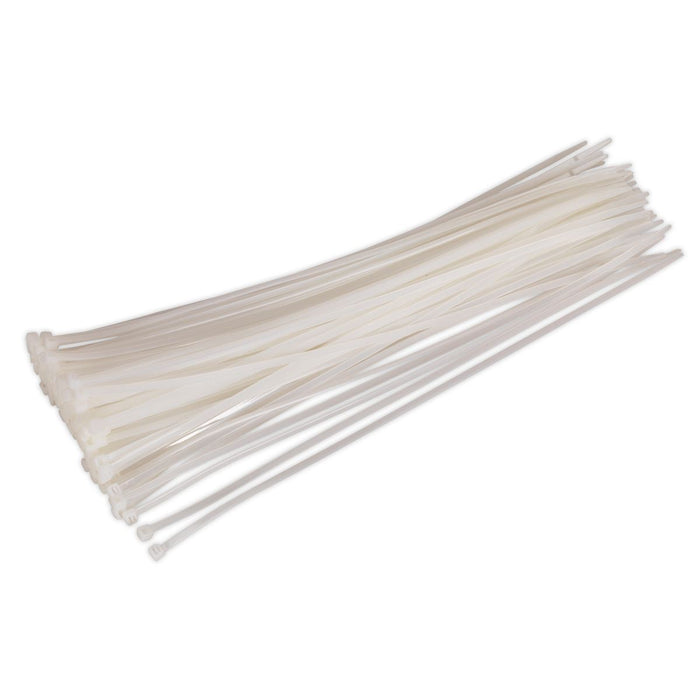 Sealey Cable Tie 380 x 4.8mm White Pack of 100 CT38048P100W Sealey - Dynamic Drive