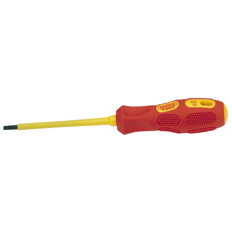 Draper VDE Approved Fully Insulated Plain Slot Screwdriver, 4.0mm x 100mm (Sold Draper - Dynamic Drive