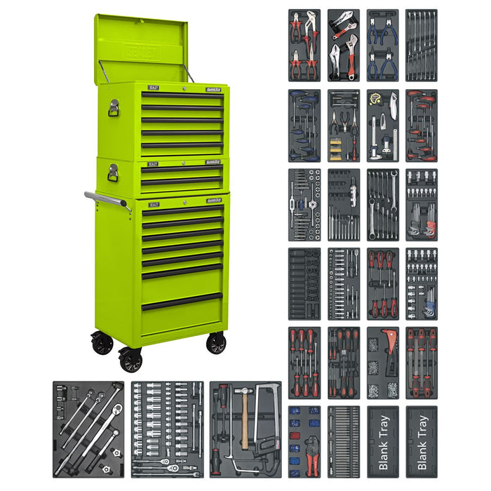 Superline PRO Tool Chest Combination 14 Drawer with 1179pc Tool Kit - Green Superline Pro - Dynamic Drive