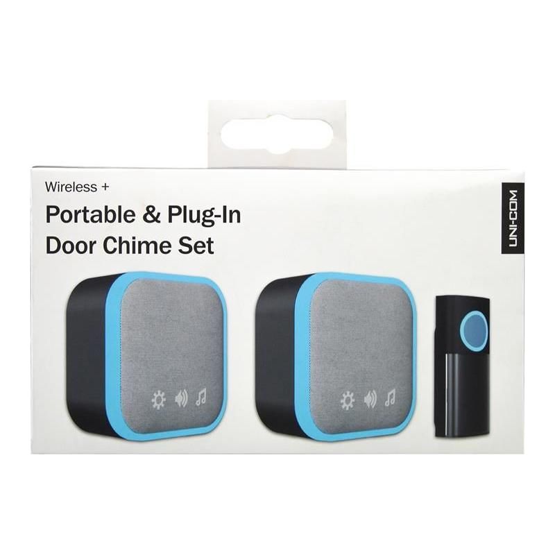 Uni-Com Portable and Plug-In Door Chime Set, Black Uni-Com - Dynamic Drive