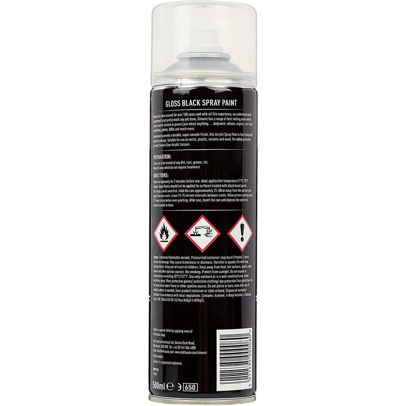 4x Simoniz Large Gloss Black Acrylic Aerosol Auto Car Spray Paint 500ml SIMP15D Simoniz - Dynamic Drive