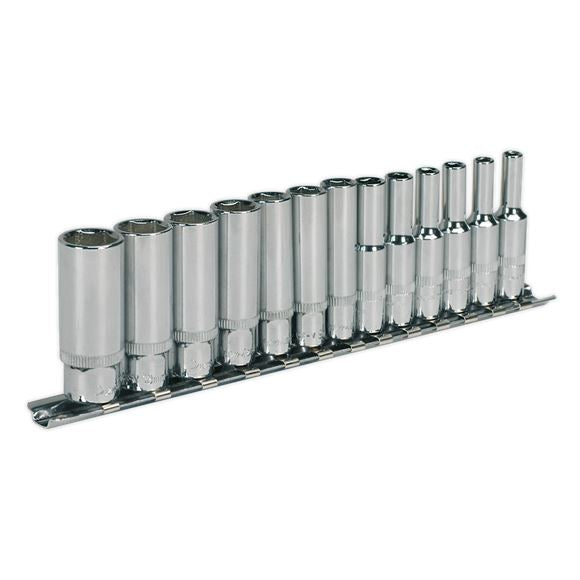 Sealey Socket Set 13pc 1/4"Sq Drive 6pt Deep WallDrive Metric AK2692 Sealey  - Dynamic Drive