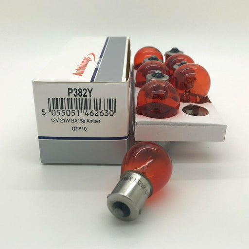 x10 Autolamps 382Y P21W BA15S Amber Orange Indicator Car Light Bulb 343 12v 21w Autoinparts  - Dynamic Drive