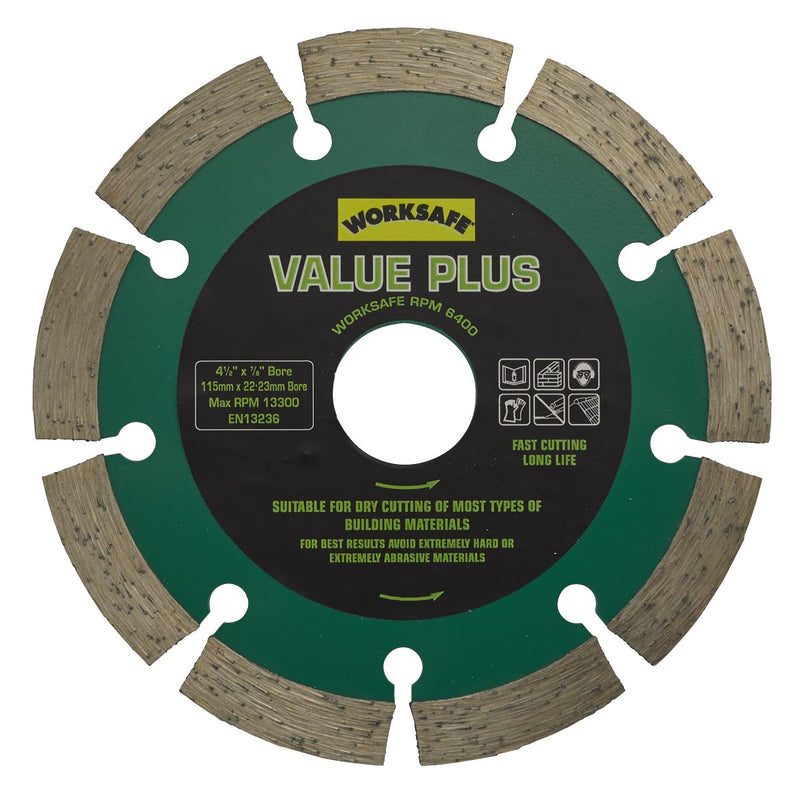 Sealey Value Plus Diamond Blade115 x 22mm WDVP115 Sealey - Dynamic Drive