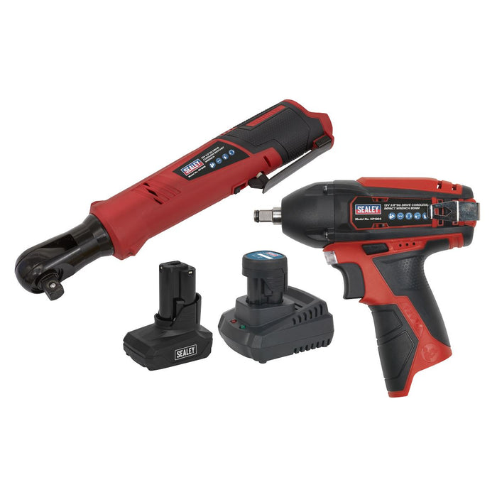 Sealey 2 x SV12 Series Cordless Power Tool Combo Kit 12V - 2 Batteries Sealey - Dynamic Drive