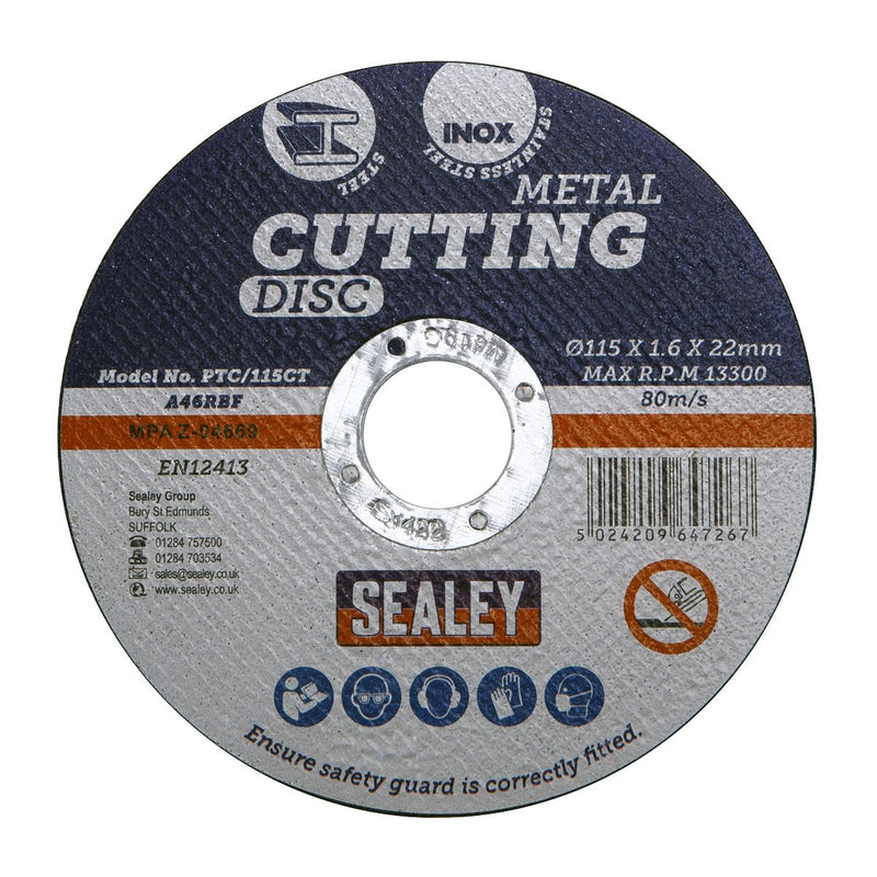 Sealey Cutting Disc115 x 1.6mm22mm Bore PTC/115CT Sealey - Dynamic Drive