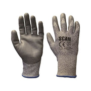 Scan Grey PU Coated Cut 5 Gloves - L (Size 9) Scan - Dynamic Drive