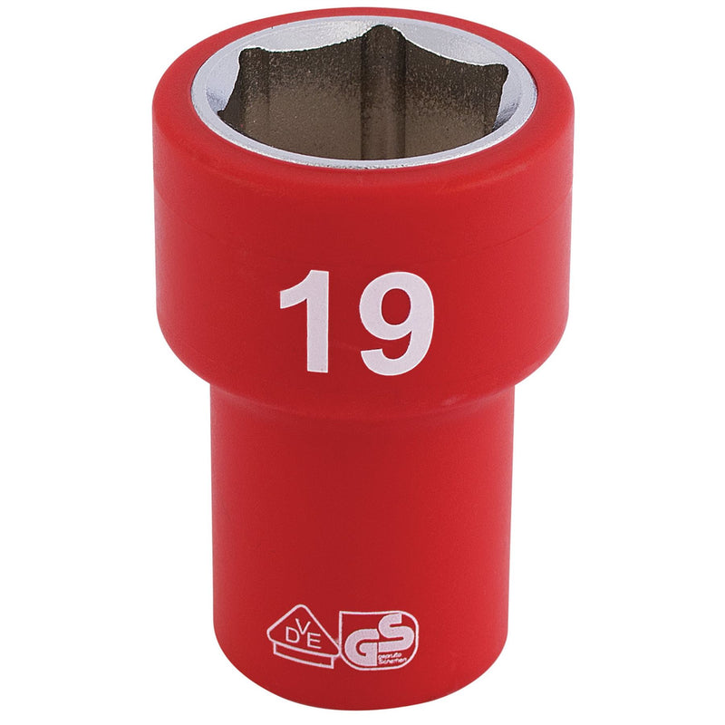Draper Fully Insulated VDE Socket, 3/8" Sq. Dr., 19mm 31740 Draper - Dynamic Drive