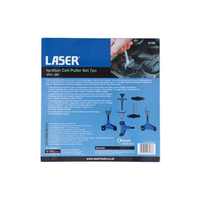 Laser Ignition Coil Puller Set 7pc - for VAG, GM 8138 Laser - Dynamic Drive