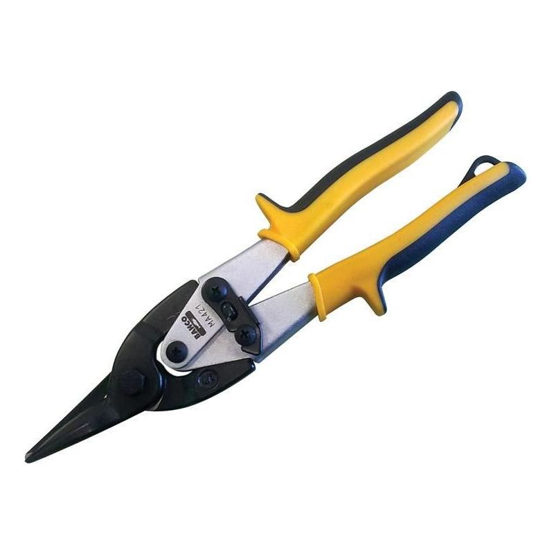 Bahco MA421 Yellow/Blue Aviation Compound Snips Straight Cut 250mm (10in) Bahco - Dynamic Drive