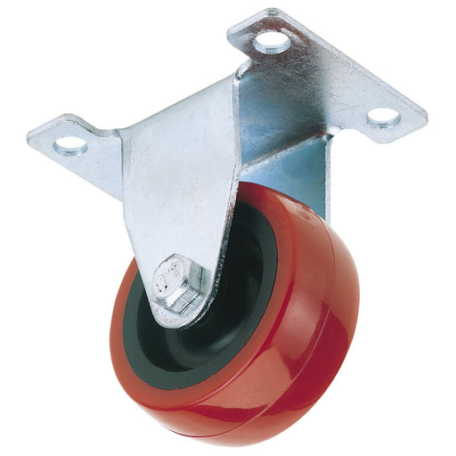 Draper Fixed Plate Fixing Polyurethane Wheel, 50mm Diameter, S.W.L. 75kg 65512 Draper - Dynamic Drive
