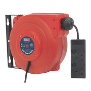Sealey Cable Reel System Retractable 10m 2 x 230V Socket CRM10 Sealey - Dynamic Drive
