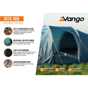 Vango Skye 400 Tent 4 Man Trekking Backpacking Tunnel Tent Vango - Dynamic Drive