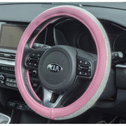 Pink Steering Wheel Cover 38cm PU Leather Crystal Bling Sparkle Rhinestone Decor Streetwize  - Dynamic Drive