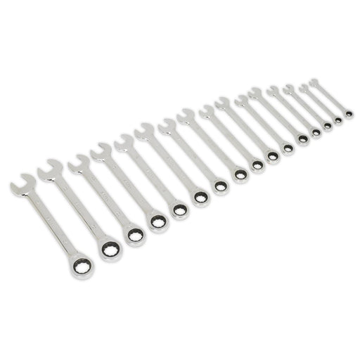 COMBINATION RATCHET SPANNER SET 16PC METRIC Seigen by Sealey - Dynamic Drive
