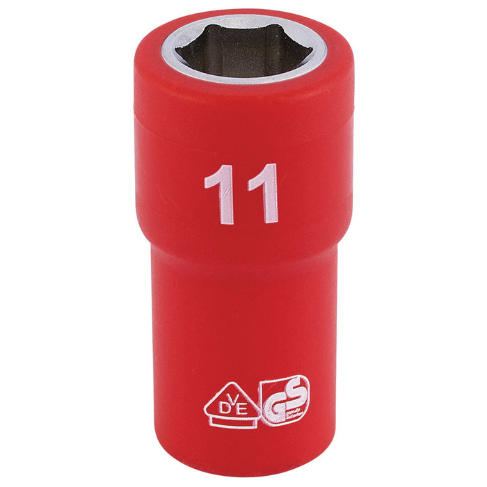 Draper Fully Insulated VDE Socket, 1/4" Sq. Dr., 11mm 31485 Draper - Dynamic Drive