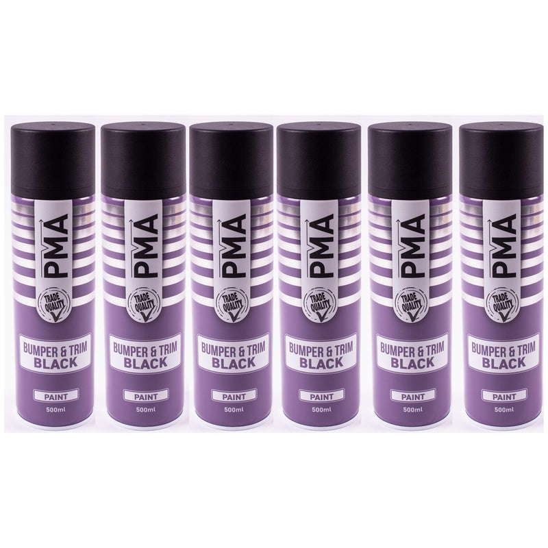 6x Autotek Professional Black Bumper and Trim 500ml Spray Paint High Coverage Autotek - Dynamic Drive