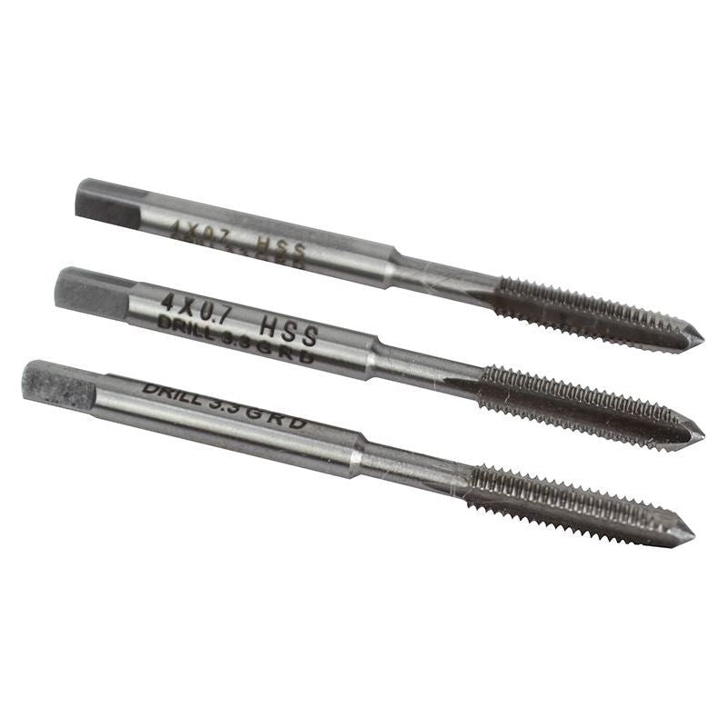 Faithfull HSS Straight Flute Tap Set M4 x 0.7, 3 Piece Faithfull - Dynamic Drive