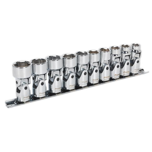 Sealey Universal Joint Socket Set 10pc 3/8"Sq Dr 6pt WallDrive MM AK2710 Sealey  - Dynamic Drive