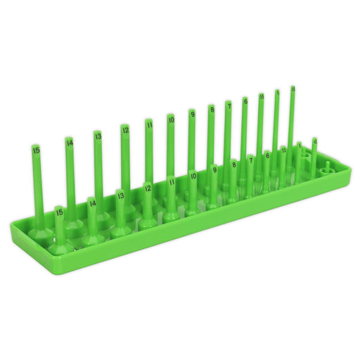 Sealey Premier High Visibility Green 1/4" Square Drive Socket Holder Rail 4-15mm Sealey  - Dynamic Drive
