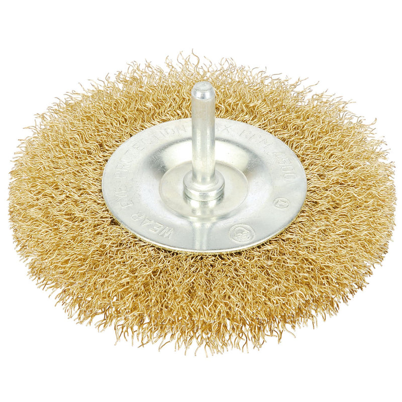 Draper Brassed Steel Crimped Wire Wheel Brush, 100mm 41428 Draper - Dynamic Drive