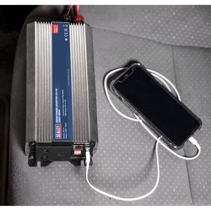 Sealey Power Inverter 500W 12V DC 230V~50Hz PI500 Sealey - Dynamic Drive
