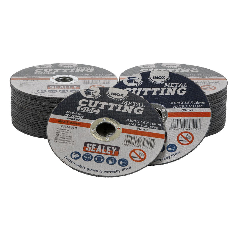 Sealey Cutting Disc Pack of 50100 x 1.6mm16mm Bore PTC/100CT50 Sealey - Dynamic Drive