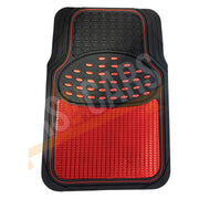 Shiney Red Metallic Checker Style Car Heavy Duty Black Rubber Set of 4 Mats Set Streetwize  - Dynamic Drive