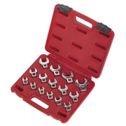 Sealey Crow's Foot Open-End Spanner Set 15pc 3/8"Sq Drive Metric AK59891 Sealey - Dynamic Drive