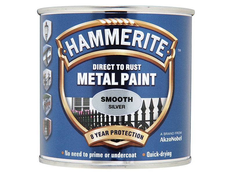 Hammerite Direct to Rust Smooth Finish Metal Paint Silver 750ml Hammerite - Dynamic Drive