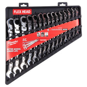 Milwaukee MAX BITE metric flexible head ratcheting combination spanner 15 set Milwaukee - Dynamic Drive