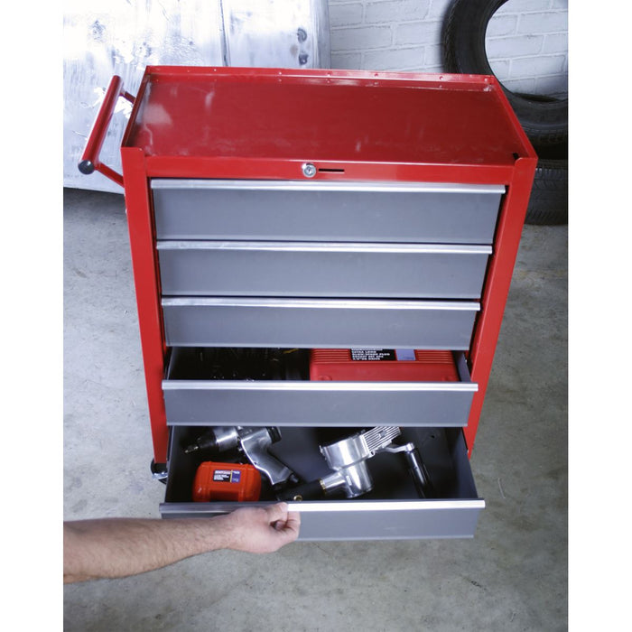 Sealey Rollcab 5 Drawer with Ball-Bearing Slides - Red/Grey Sealey  - Dynamic Drive