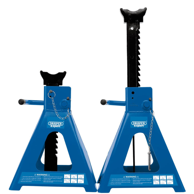 Draper Pneumatic Rise Ratcheting Axle Stands, 10 Tonne (Pair) 01815 Draper - Dynamic Drive