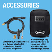 Ring Automotive RTC4000 cordless tyre inflator air compressor car pump. Recharge Ring Automotive - Dynamic Drive