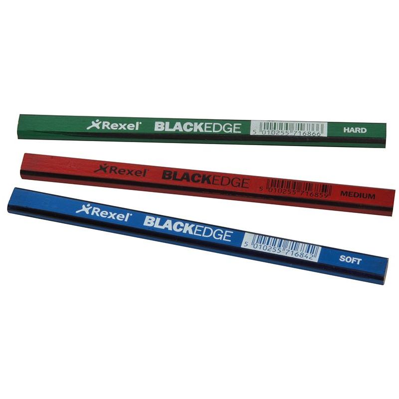 Blackedge Carpenter's Pencils - Assorted (Card 12) Blackedge - Dynamic Drive