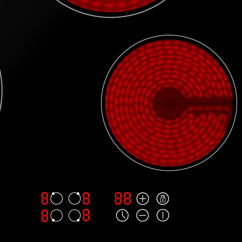 Baridi Integrated Ceramic Hob with 4 Cooking Zones 60cm - Black Glass Baridi - Dynamic Drive