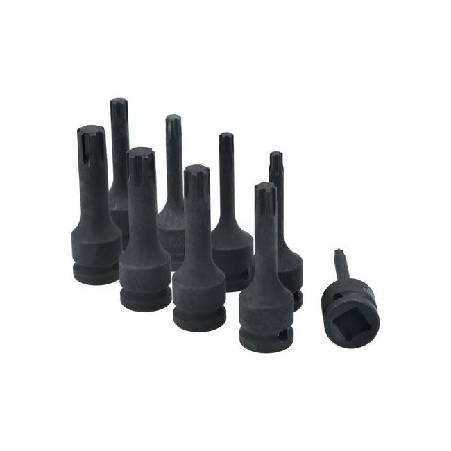 Laser Impact Ribe Socket Bit Set 1/2"D 9pc 7806 Laser - Dynamic Drive