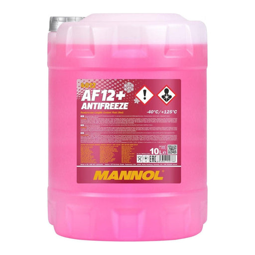 MANNOL Antifreeze Coolant Fluid AF12+ Red Ready To Use Mixed Long Life -40 10L Mannol  - Dynamic Drive