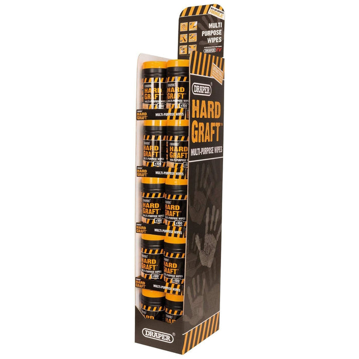 Draper Floor Standing Merchandiser of 30 Tubs of Draper 'Hard Graft' Wipes (Tub Draper - Dynamic Drive