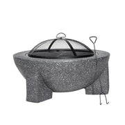 Dellonda Round MgO Fire Pit with BBQ Grill Ø75cm Safety Mesh Screen - Dark Grey Dellonda - Dynamic Drive