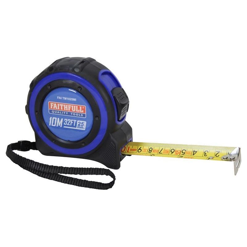 Faithfull Trade Tape Measure 10m/33ft (Width 25mm) Faithfull - Dynamic Drive